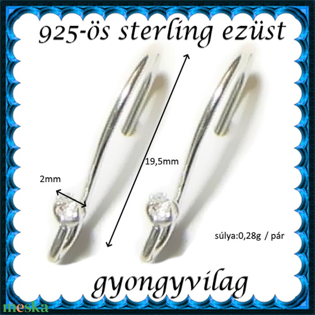 925-ös sterling ezüst ékszerkellék: fülbevalóalap akasztós EFK A 03 - kellékek & szerszámok - gyöngyfűzés kellékek - egyéb alkatrész - Meska.hu 925-ös sterling ezüst ékszerkellék: fülbevalóalap akasztós EFK A 03 - kellékek & szerszámok - gyöngyfűzés kellékek - egyéb alkatrész - Meska.hu