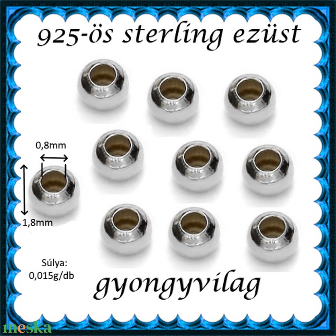925-ös ezüst köztes / gyöngy / dísz EKÖ 10-1,8e - kellékek & szerszámok - gyöngyfűzés kellékek - fém köztesek - Meska.hu 925-ös ezüst köztes / gyöngy / dísz EKÖ 10-1,8e - kellékek & szerszámok - gyöngyfűzés kellékek - fém köztesek - Meska.hu