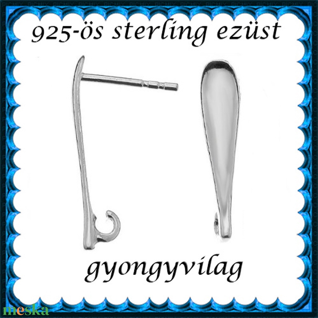 925-ös sterling ezüst ékszerkellék: fülbevalóalap bedugós EFK B 46 - kellékek & szerszámok - gyöngyfűzés kellékek - egyéb alkatrész - Meska.hu