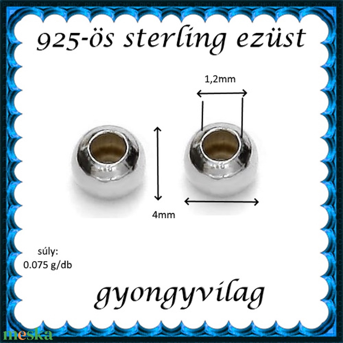 EKÖ 10-4 925-ös 4mm-es ezüst köztes / gyöngy / díszitőelem 4db /csomag - gyöngy, ékszerkellék - fém köztesek - Meska.hu EKÖ 10-4 925-ös 4mm-es ezüst köztes / gyöngy / díszitőelem 4db /csomag - gyöngy, ékszerkellék - fém köztesek - Meska.hu