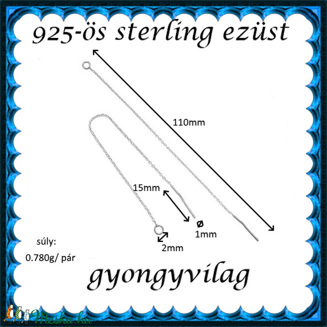 925-ös ezüst fülbevaló kapocs , füllánc EFK BFL 01-110e - gyöngy, ékszerkellék - egyéb alkatrész - Meska.hu 925-ös ezüst fülbevaló kapocs , füllánc EFK BFL 01-110e - gyöngy, ékszerkellék - egyéb alkatrész - Meska.hu