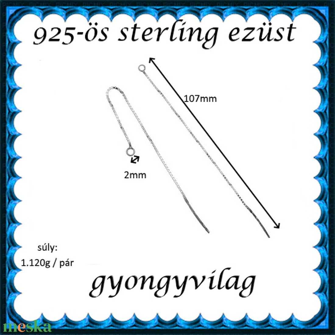 925-ös ezüst fülbevaló kapocs , füllánc EFK BFL 02-107e - kellékek & szerszámok - gyöngyfűzés kellékek - egyéb alkatrész - Meska.hu