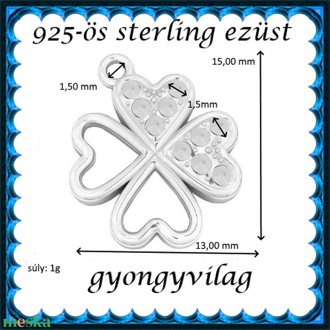 925-ös sterling ezüst ékszerkellék: medál / pandora / fityegő EMTÉ 29 - kellékek & szerszámok - gyöngyfűzés kellékek - cabochon - Meska.hu 925-ös sterling ezüst ékszerkellék: medál / pandora / fityegő EMTÉ 29 - kellékek & szerszámok - gyöngyfűzés kellékek - cabochon - Meska.hu