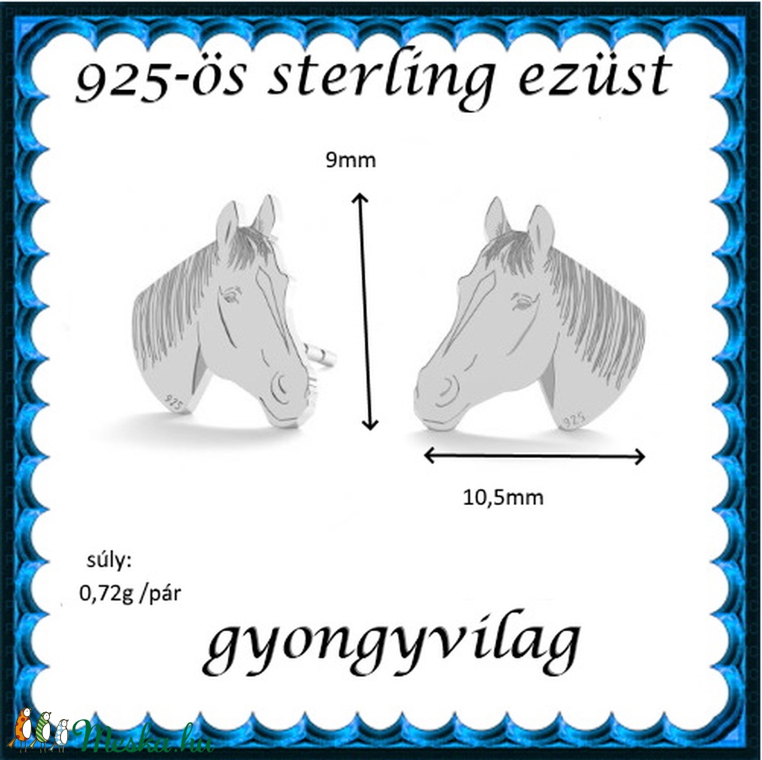  925-ös sterling ezüst: fülbevaló  EF 06 - ékszer - fülbevaló - pötty fülbevaló - Meska.hu