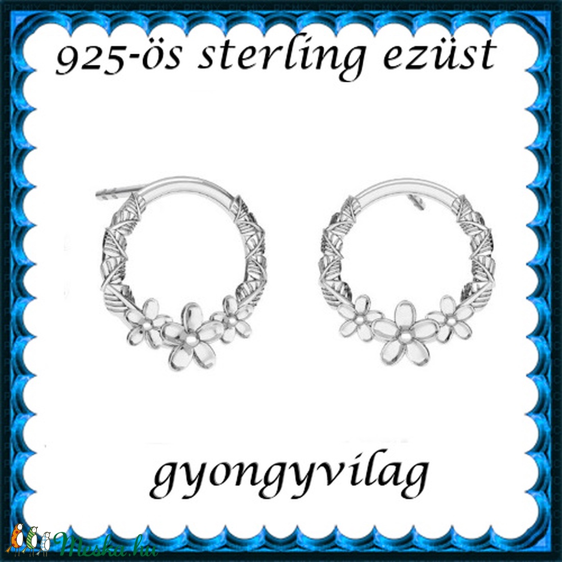  925-ös sterling ezüst: fülbevaló  EF 03 - ékszer - fülbevaló - lógó fülbevaló - Meska.hu