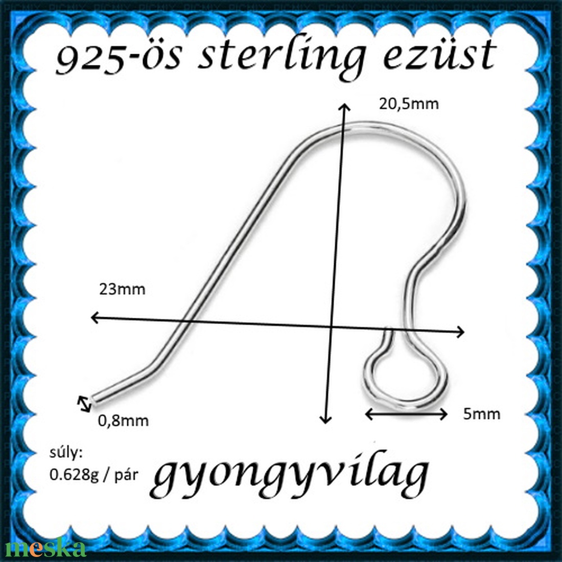 925-ös sterling ezüst ékszerkellék: fülbevaló kapocs, akasztós EFK A 85 - kellékek & szerszámok - ékszerkellék - fülbevaló kapocs - Meska.hu 925-ös sterling ezüst ékszerkellék: fülbevaló kapocs, akasztós EFK A 85 - kellékek & szerszámok - ékszerkellék - fülbevaló kapocs - Meska.hu