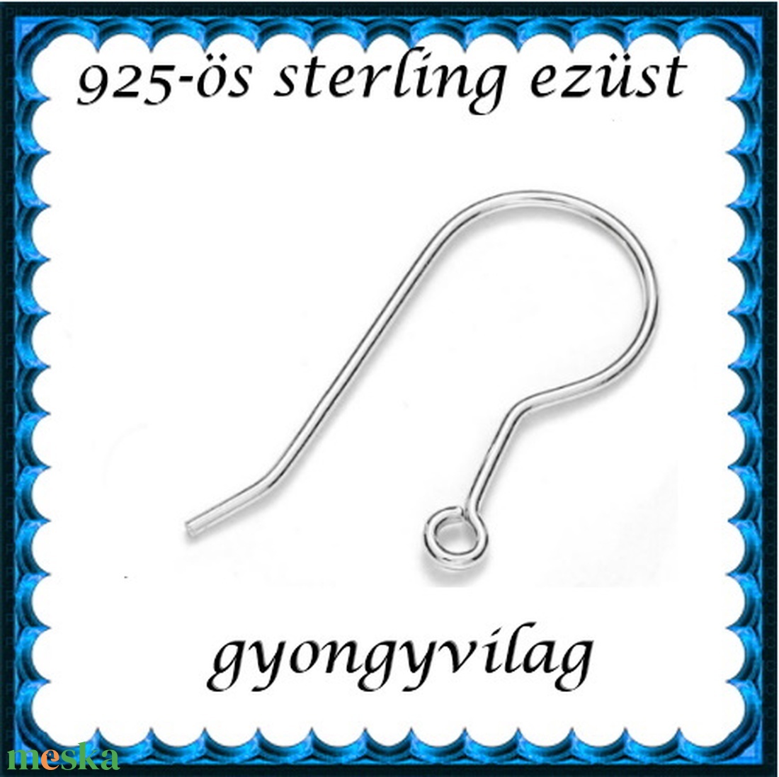 925-ös sterling ezüst ékszerkellék: fülbevaló kapocs, akasztós EFK A 87 - gyöngy, ékszerkellék - egyéb alkatrész - Meska.hu