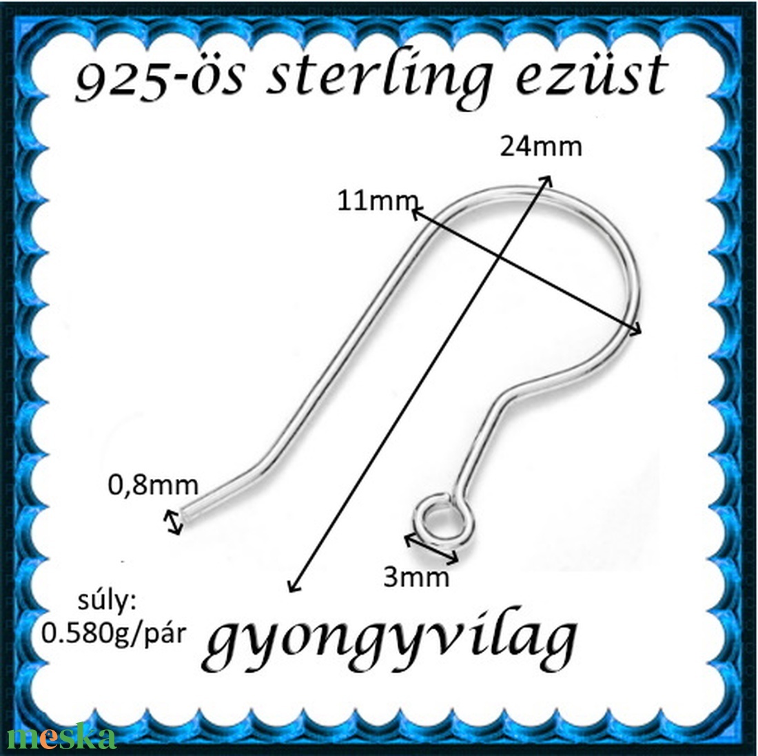 925-ös sterling ezüst ékszerkellék: fülbevaló kapocs, akasztós EFK A 87 - gyöngy, ékszerkellék - egyéb alkatrész - Meska.hu 925-ös sterling ezüst ékszerkellék: fülbevaló kapocs, akasztós EFK A 87 - gyöngy, ékszerkellék - egyéb alkatrész - Meska.hu