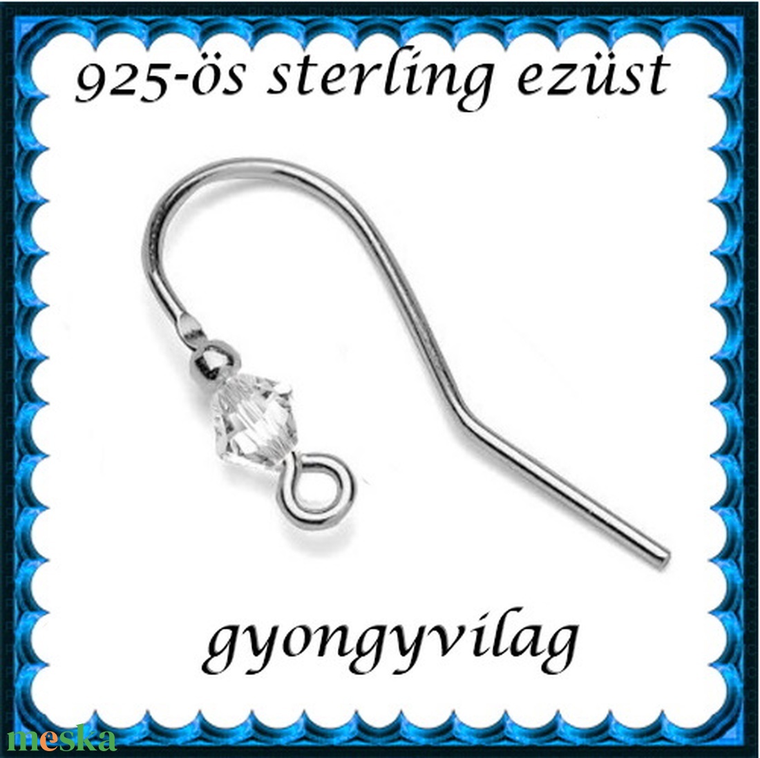 925-ös sterling ezüst ékszerkellék: fülbevaló kapocs, akasztós EFK A 88 - gyöngy, ékszerkellék - egyéb alkatrész - Meska.hu