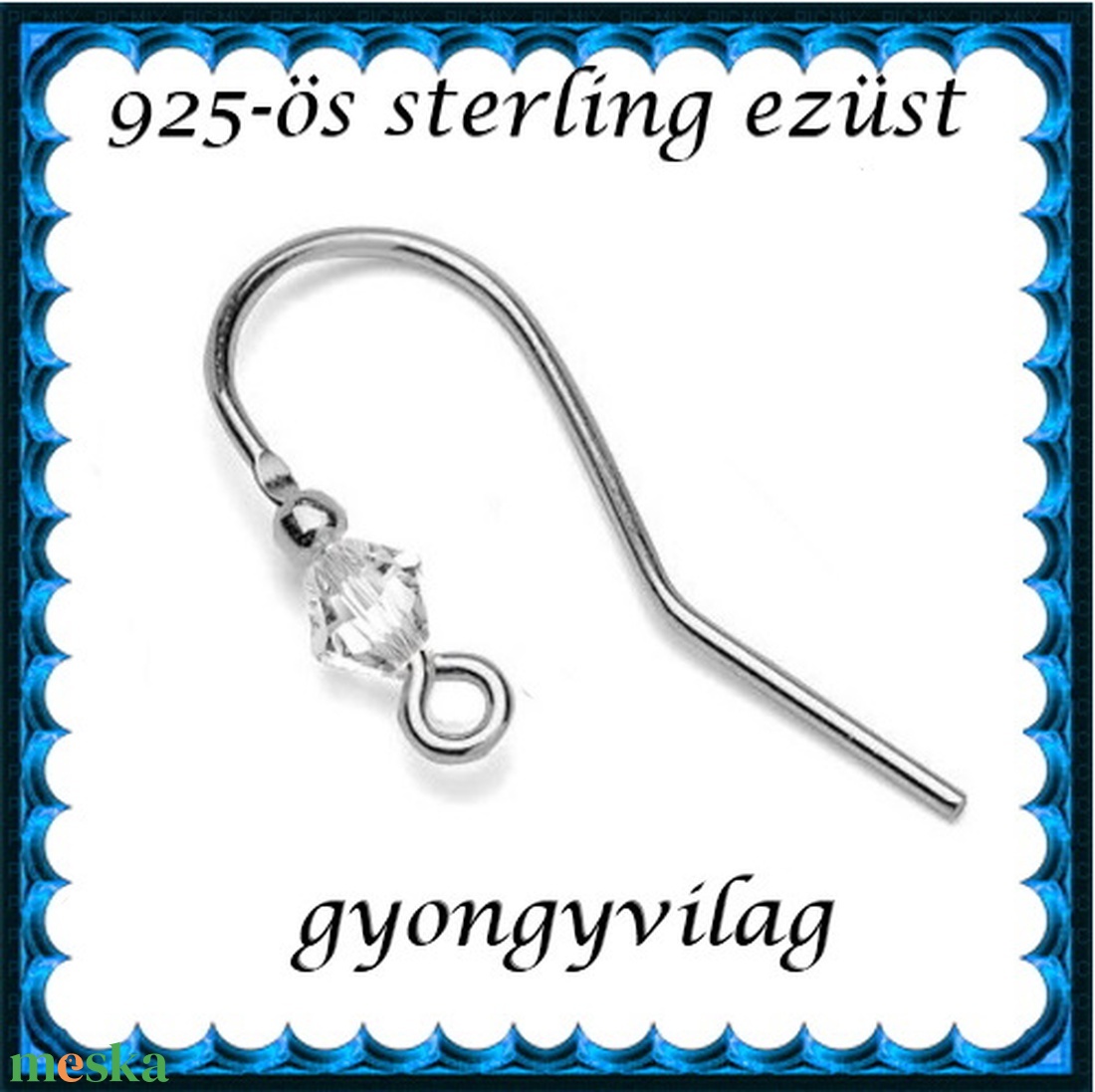 925-ös sterling ezüst ékszerkellék: fülbevaló kapocs, akasztós EFK A 88 - kellékek & szerszámok - gyöngyfűzés kellékek - egyéb alkatrész - Meska.hu