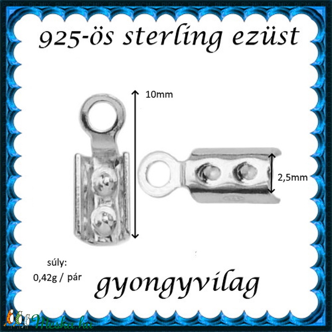 925-ös ezüst lánckapocsvég 2,5mm-es 2db/cs ELK V 08-2,5 - kellékek & szerszámok - gyöngyfűzés kellékek - egyéb alkatrész - Meska.hu 925-ös ezüst lánckapocsvég 2,5mm-es 2db/cs ELK V 08-2,5 - kellékek & szerszámok - gyöngyfűzés kellékek - egyéb alkatrész - Meska.hu