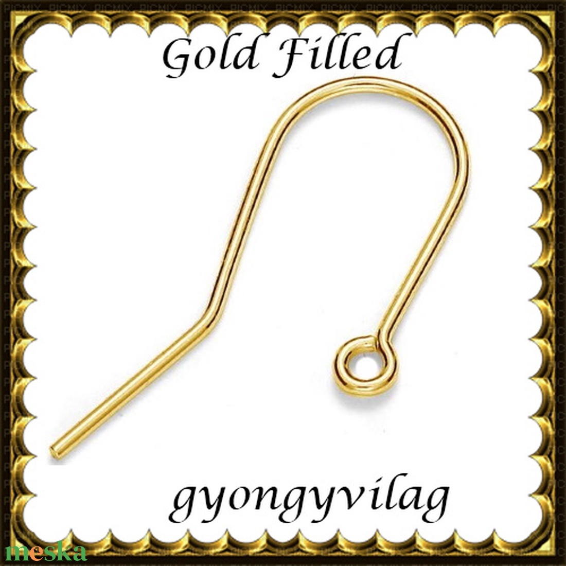 925-ös sterling ezüst ékszerkellék: fülbevalóalap akasztós  EFK A 74g gold filled - kellékek & szerszámok - gyöngyfűzés kellékek - egyéb alkatrész - Meska.hu