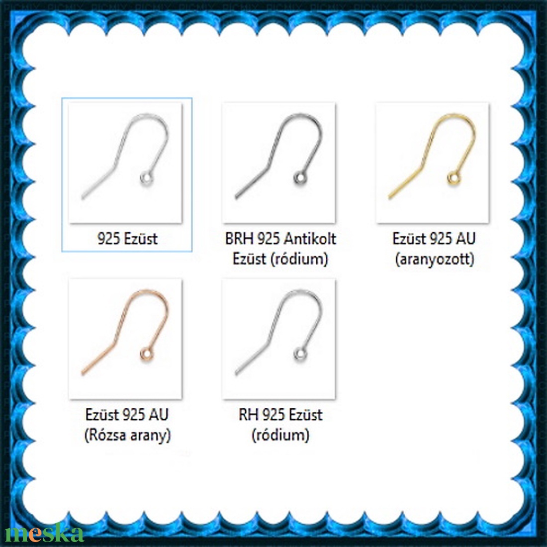 925-ös sterling ezüst ékszerkellék: fülbevalóalap akasztós  EFK A 74g gold filled - kellékek & szerszámok - gyöngyfűzés kellékek - egyéb alkatrész - Meska.hu