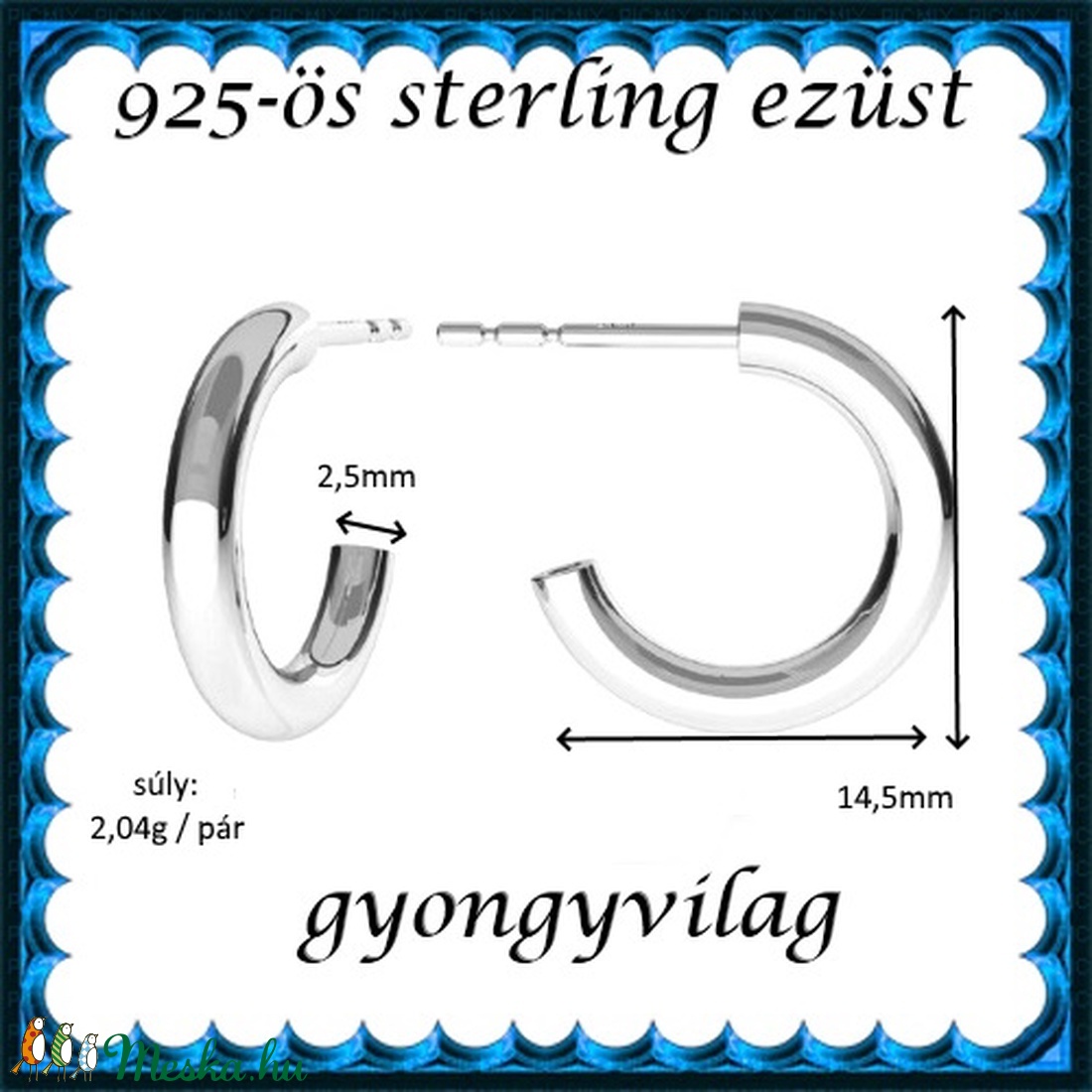  925-ös sterling ezüst: fülbevaló  EF 13 - ékszer - fülbevaló - lógó fülbevaló - Meska.hu