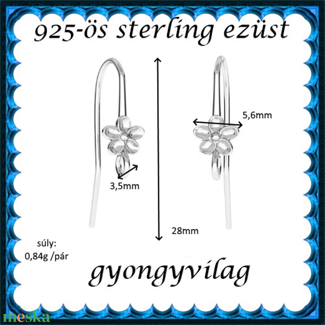 925-ös sterling ezüst ékszerkellék: fülbevalóalap akasztós EFK A 90 - gyöngy, ékszerkellék - egyéb alkatrész - Meska.hu 925-ös sterling ezüst ékszerkellék: fülbevalóalap akasztós EFK A 90 - gyöngy, ékszerkellék - egyéb alkatrész - Meska.hu