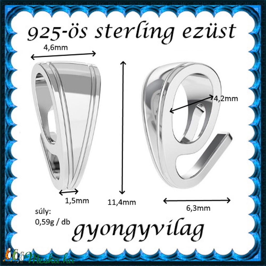 925-ös sterling ezüst ékszerkellék: medáltartó, medálkapocs EMK 100 - kellékek & szerszámok - ékszerkellék - medáltartó, medálkapocs - Meska.hu 925-ös sterling ezüst ékszerkellék: medáltartó, medálkapocs EMK 100 - kellékek & szerszámok - ékszerkellék - medáltartó, medálkapocs - Meska.hu