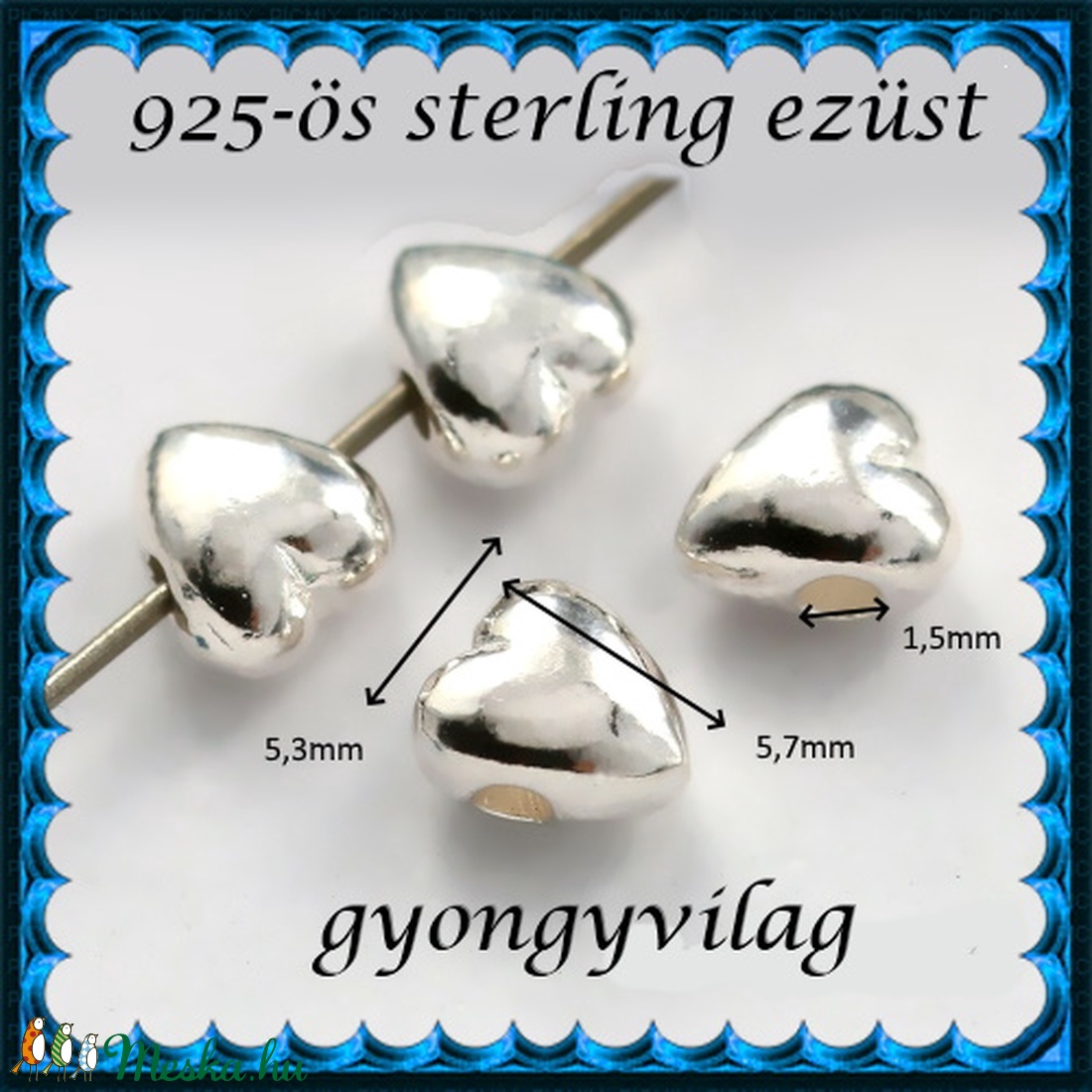 925-ös ezüst köztes / gyöngy / dísz EKÖ 85 - kellékek & szerszámok - gyöngyfűzés kellékek - fém köztesek - Meska.hu 925-ös ezüst köztes / gyöngy / dísz EKÖ 85 - kellékek & szerszámok - gyöngyfűzés kellékek - fém köztesek - Meska.hu