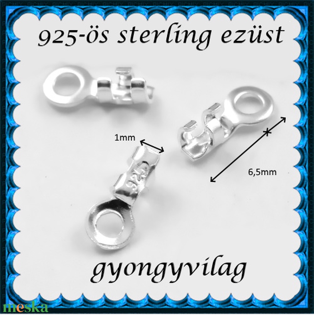 925-ös ezüst lánckapocsvég 1mm-es 2db/cs ELK V 01-1 - gyöngy, ékszerkellék - egyéb alkatrész - Meska.hu 925-ös ezüst lánckapocsvég 1mm-es 2db/cs ELK V 01-1 - gyöngy, ékszerkellék - egyéb alkatrész - Meska.hu