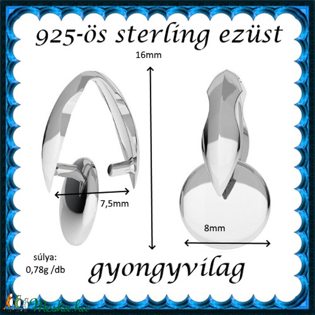 925-ös ezüst medálkapocs EMK 82e - kellékek & szerszámok - ékszerkellék - medáltartó, medálkapocs - Meska.hu 925-ös ezüst medálkapocs EMK 82e - kellékek & szerszámok - ékszerkellék - medáltartó, medálkapocs - Meska.hu