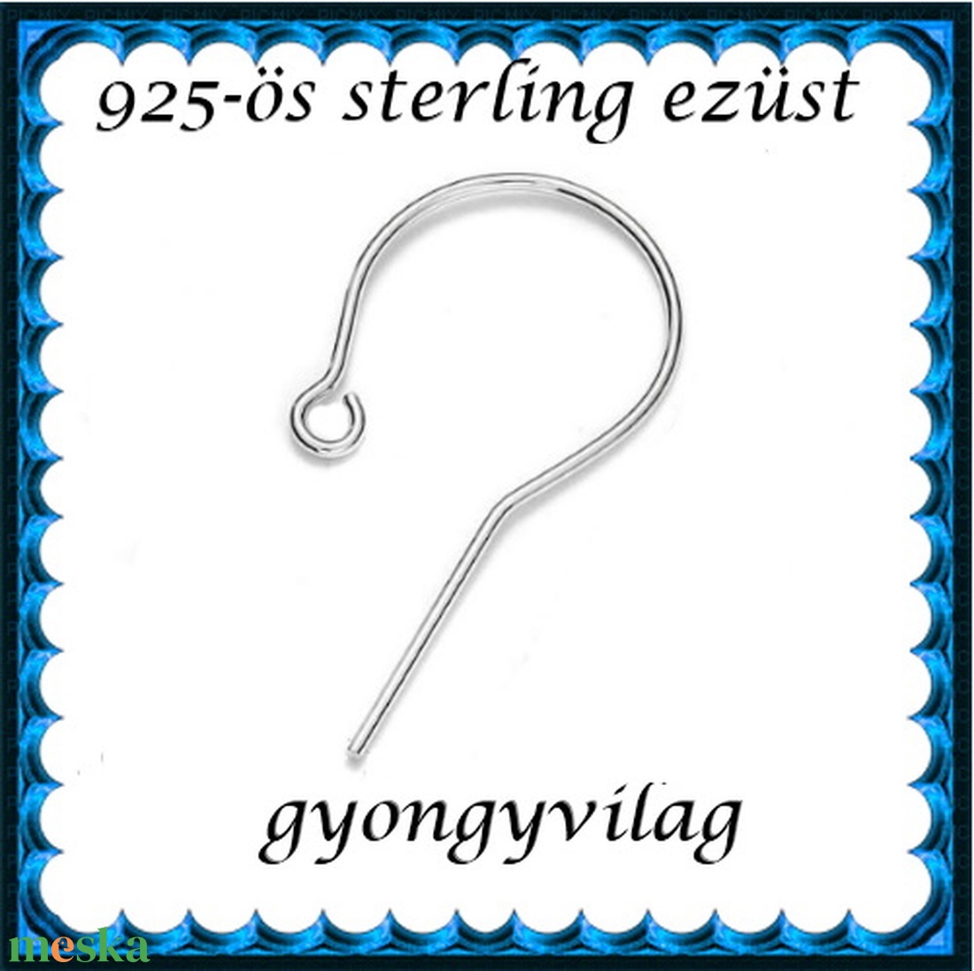  925-ös sterling ezüst ékszerkellék: fülbevalóalap akasztós EFK A 83 - kellékek & szerszámok - ékszerkellék - fülbevaló alap - Meska.hu