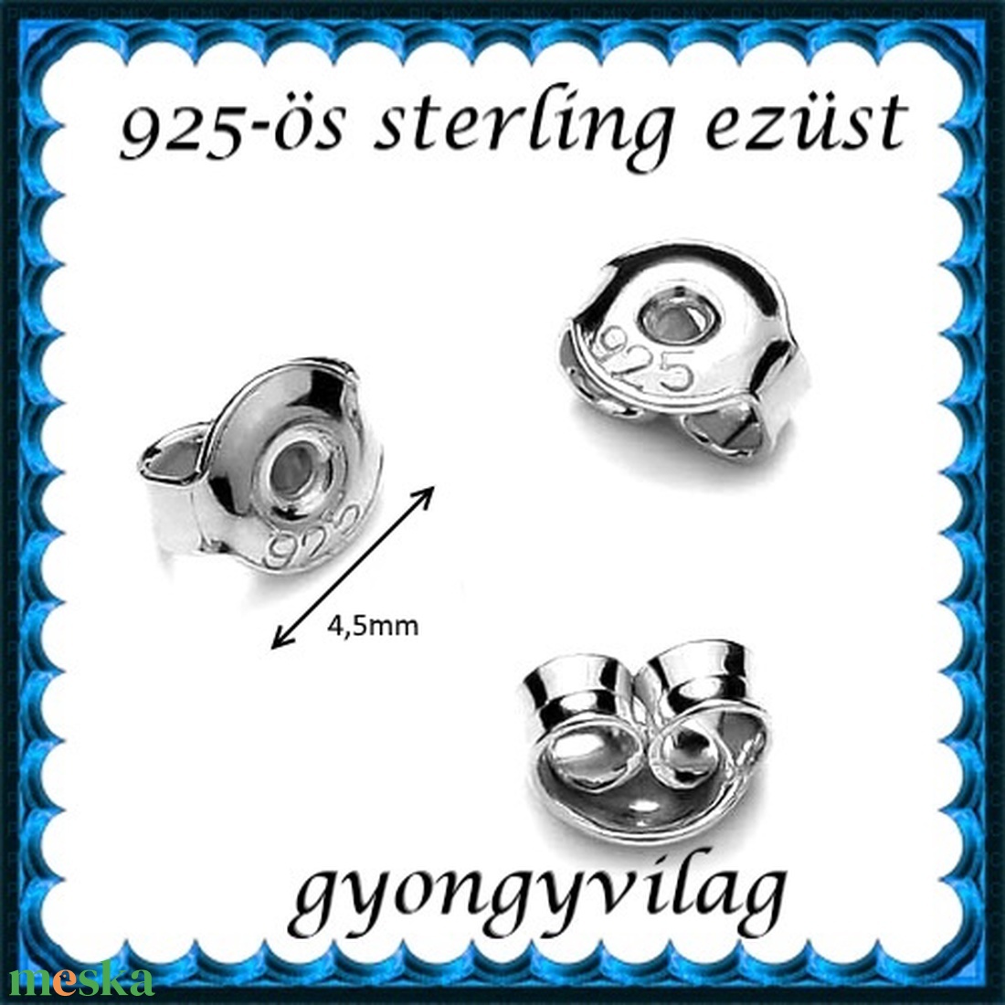 925-ös sterling ezüst ékszerkellék: fülbevalóalap bedugós EFK B 27-4,5e vég 2 pár / 4db - kellékek & szerszámok - ékszerkellék - fülbevaló alap - Meska.hu 925-ös sterling ezüst ékszerkellék: fülbevalóalap bedugós EFK B 27-4,5e vég 2 pár / 4db - kellékek & szerszámok - ékszerkellék - fülbevaló alap - Meska.hu