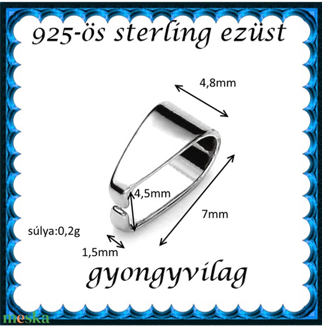 925-ös sterling ezüst ékszerkellék: medáltartó, medálkapocs EMK 79 - gyöngy, ékszerkellék - egyéb alkatrész - Meska.hu 925-ös sterling ezüst ékszerkellék: medáltartó, medálkapocs EMK 79 - gyöngy, ékszerkellék - egyéb alkatrész - Meska.hu
