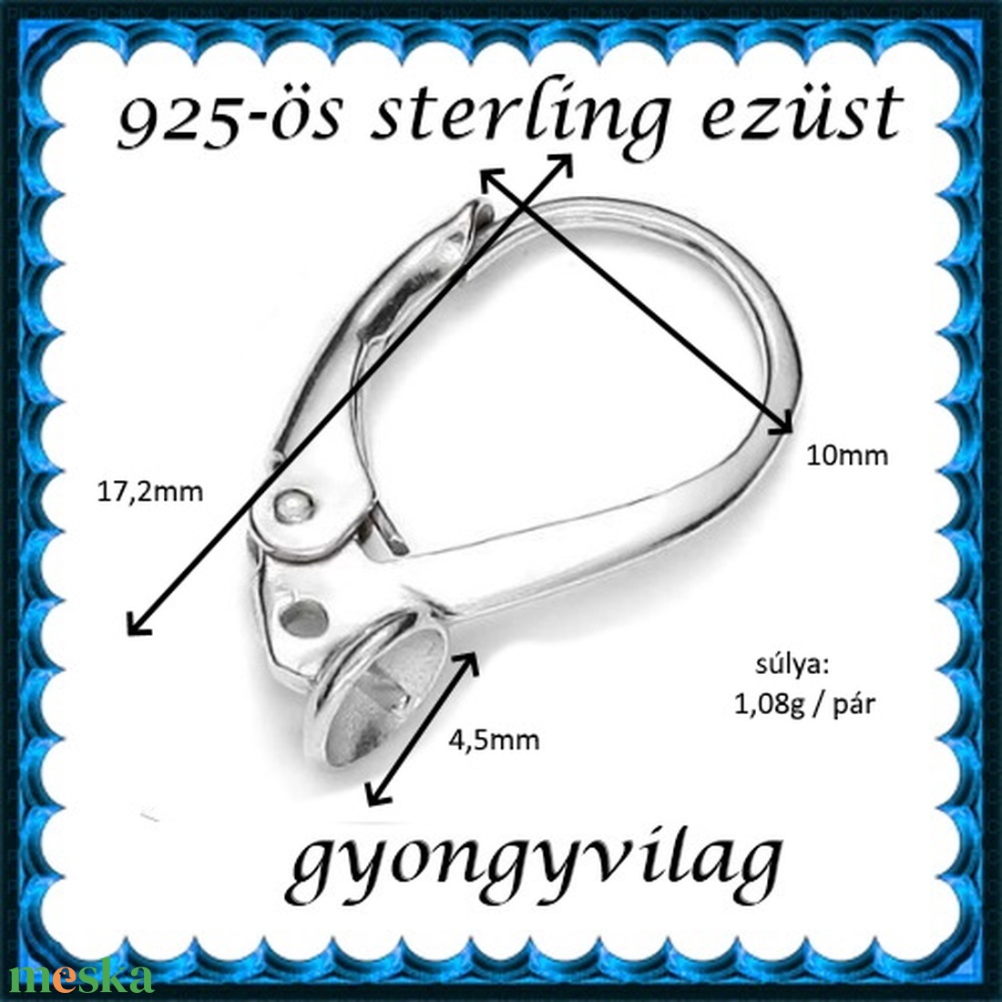 925-ös sterling ezüst ékszerkellék: fülbevalóalap biztonsági kapoccsal EFK K 26e - kellékek & szerszámok - ékszerkellék - fülbevaló alap - Meska.hu 925-ös sterling ezüst ékszerkellék: fülbevalóalap biztonsági kapoccsal EFK K 26e - kellékek & szerszámok - ékszerkellék - fülbevaló alap - Meska.hu