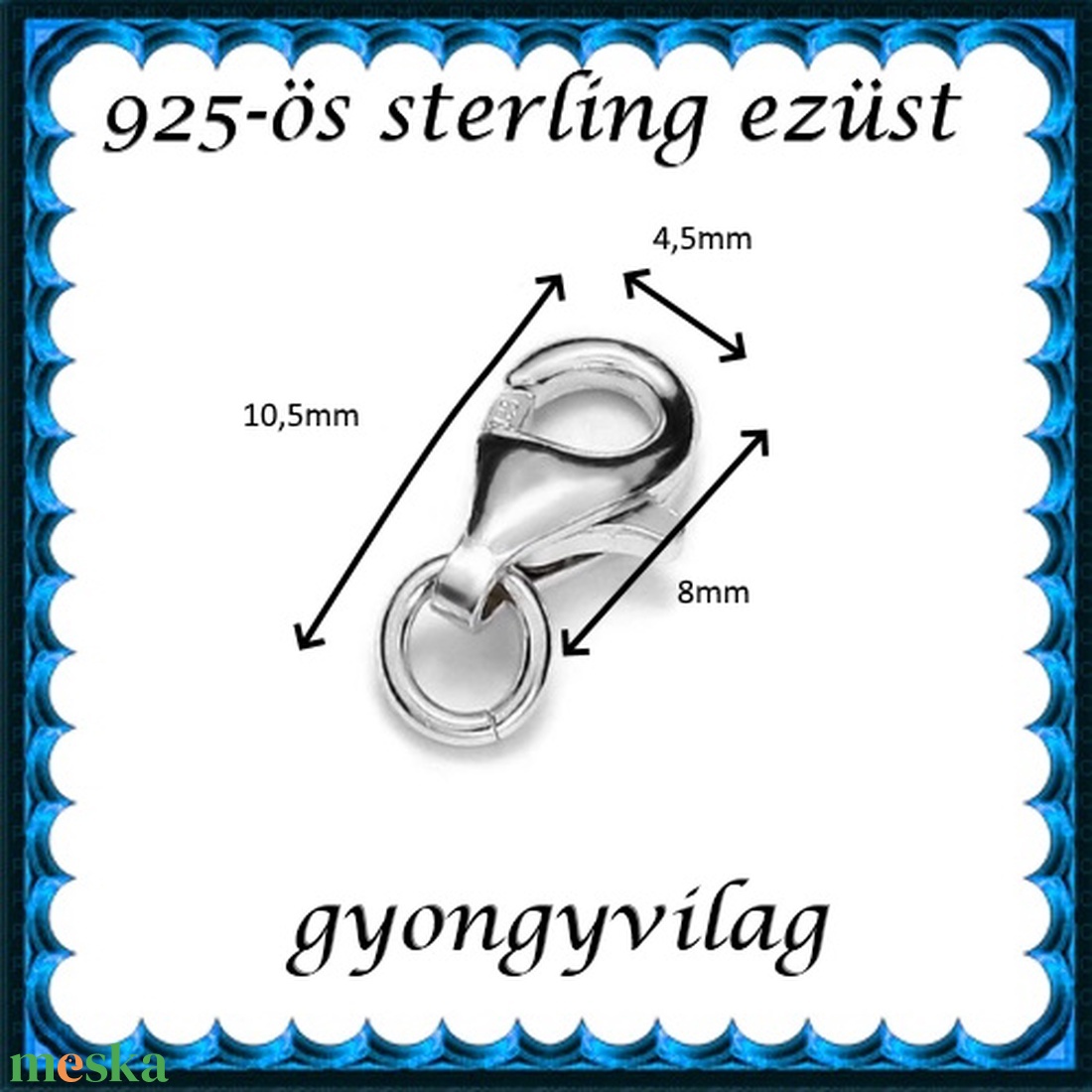 925-ös sterling ezüst ékszerkellék: lánckalocs ELK 1S 19-8e - gyöngy, ékszerkellék - swarovski kristályok - Meska.hu