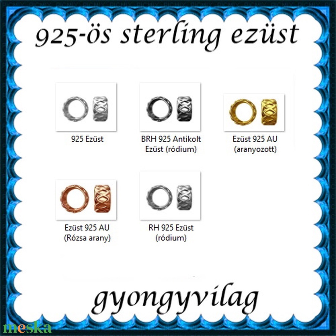 925-ös sterling ezüst ékszerkellék: köztes / gyöngy / dísz EKÖ 90 - kellékek & szerszámok - gyöngyfűzés kellékek - fém köztesek - Meska.hu