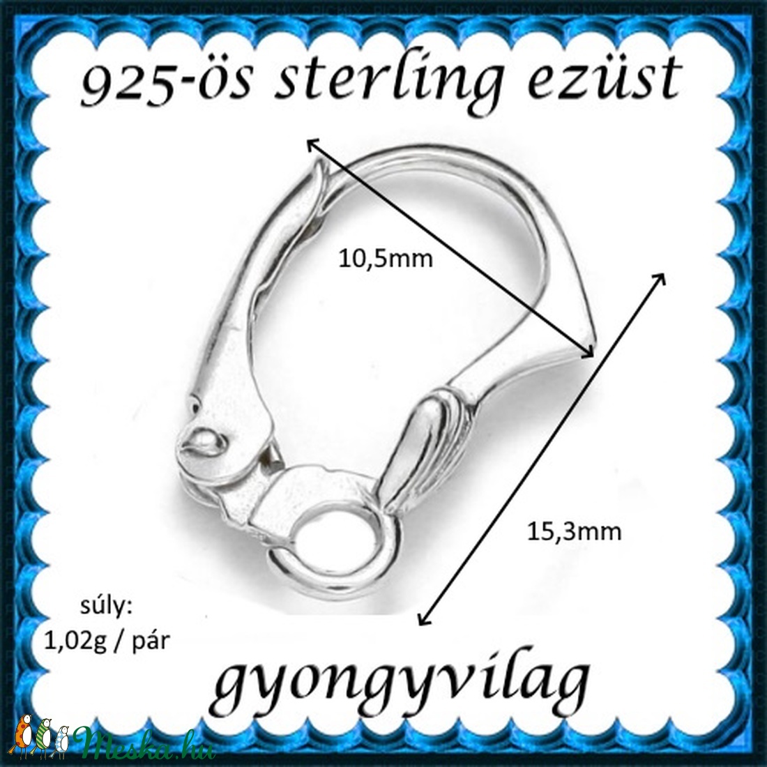 925-ös ezüst fülbevaló kapocs biztonsági kapoccsal EFK K 35 - gyöngy, ékszerkellék - egyéb alkatrész - Meska.hu 925-ös ezüst fülbevaló kapocs biztonsági kapoccsal EFK K 35 - gyöngy, ékszerkellék - egyéb alkatrész - Meska.hu