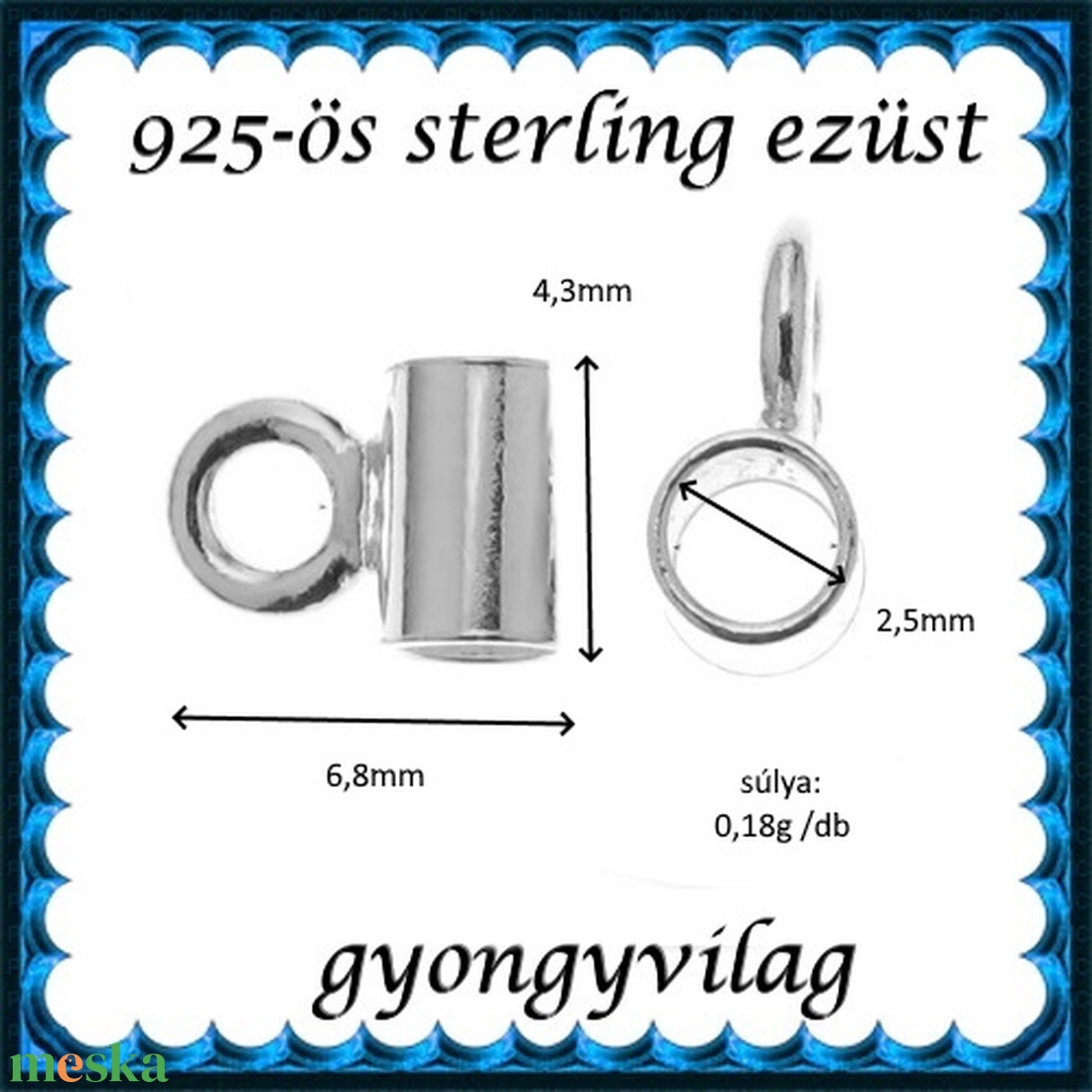 925-ös sterling ezüst ékszerkellék: medáltartó, medálkapocs EMT 39 - kellékek & szerszámok - ékszerkellék - medáltartó, medálkapocs - Meska.hu