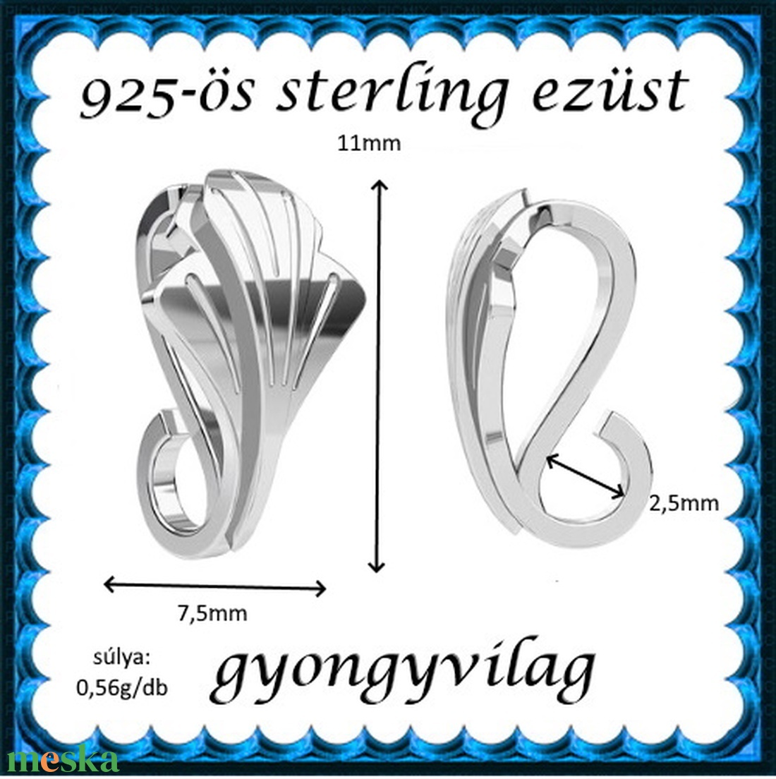 925-ös ezüst medálkapocs EMK 104e - kellékek & szerszámok - ékszerkellék - medáltartó, medálkapocs - Meska.hu