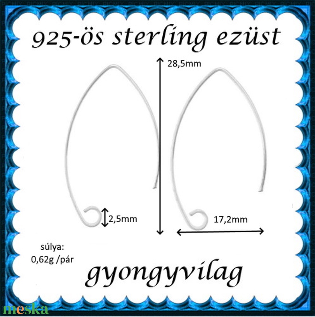 925-ös sterling ezüst ékszerkellék: fülbevaló kapocs, akasztós EFK A 50-1 - kellékek & szerszámok - ékszerkellék - fülbevaló kapocs - Meska.hu 925-ös sterling ezüst ékszerkellék: fülbevaló kapocs, akasztós EFK A 50-1 - kellékek & szerszámok - ékszerkellék - fülbevaló kapocs - Meska.hu