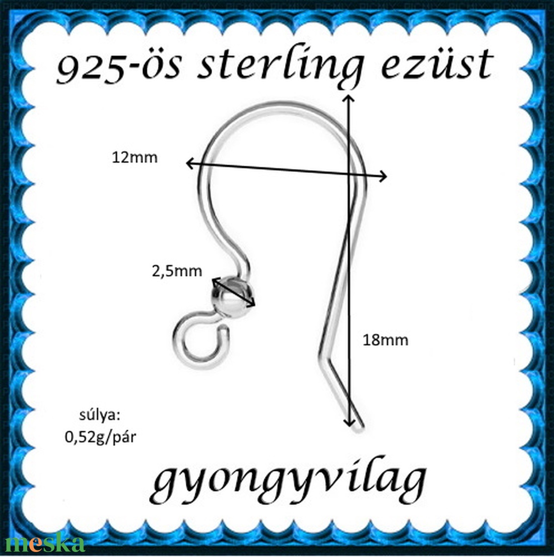 925-ös sterling ezüst ékszerkellék: fülbevalóalap akasztós EFK A 91 - gyöngy, ékszerkellék - egyéb alkatrész - Meska.hu 925-ös sterling ezüst ékszerkellék: fülbevalóalap akasztós EFK A 91 - gyöngy, ékszerkellék - egyéb alkatrész - Meska.hu