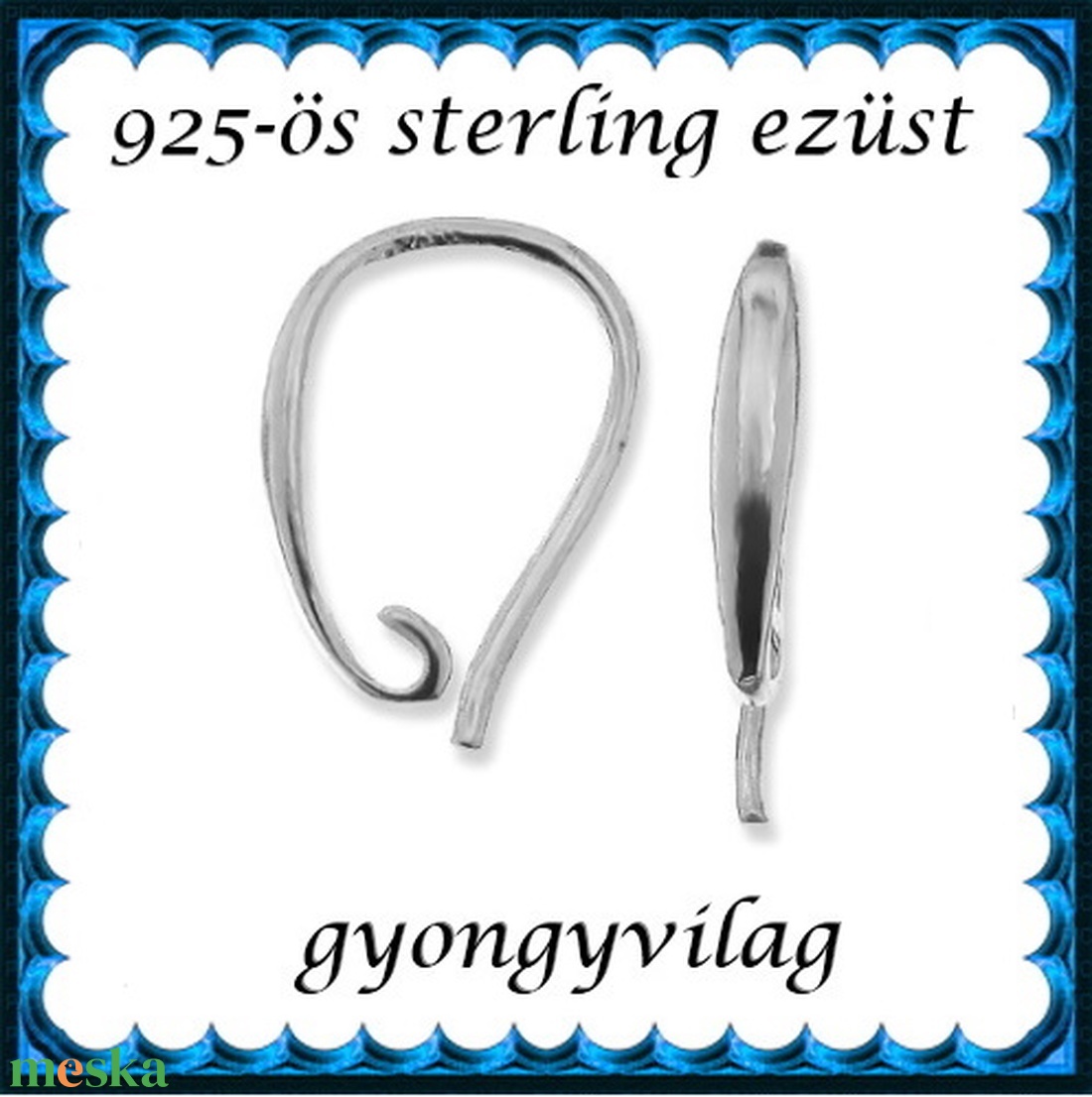  925-ös sterling ezüst ékszerkellék: fülbevalóalap akasztós EFK A 92 - kellékek & szerszámok - ékszerkellék - fülbevaló alap - Meska.hu
