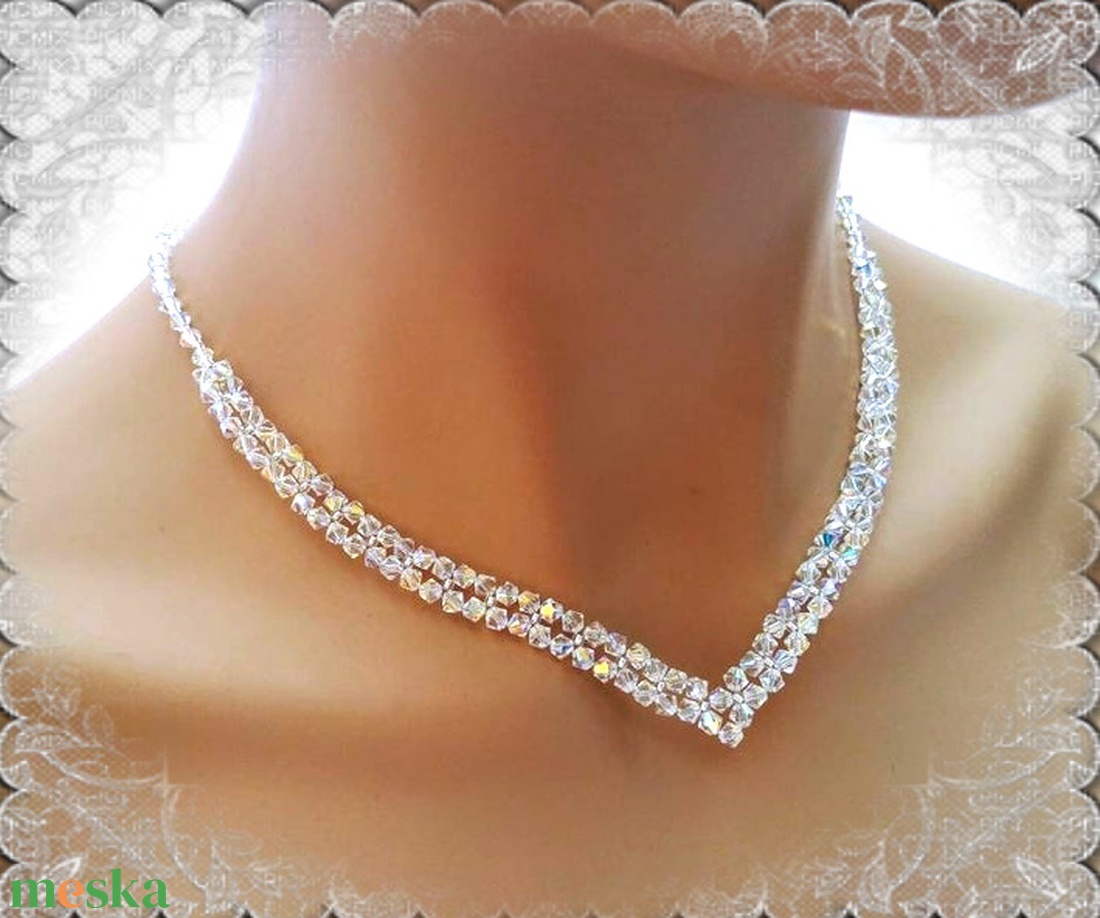 Esküvői, menyasszonyi nyaklánc, swarovszki kristály SL-ESW02-1 - esküvő - ékszer - nyaklánc - Meska.hu