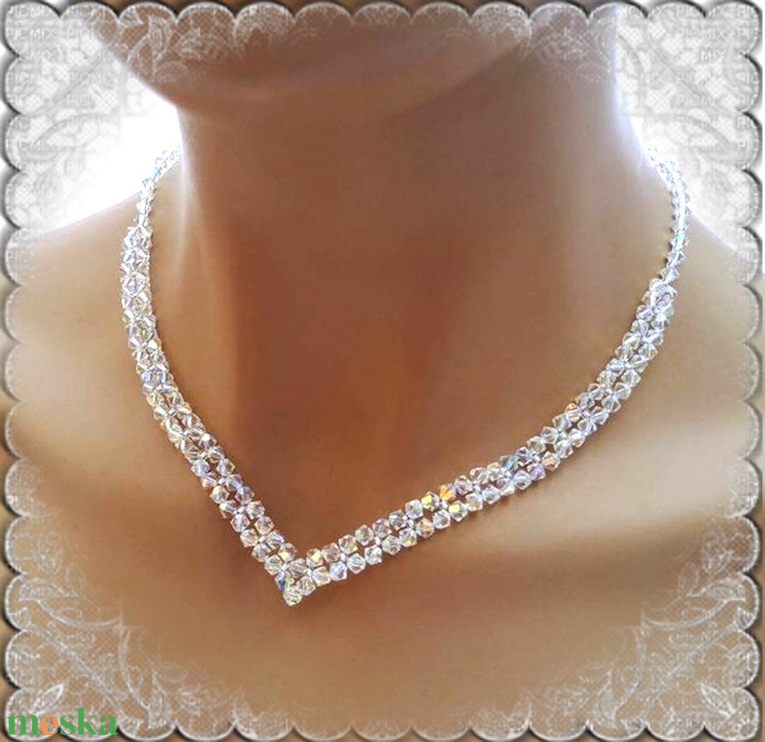 Esküvői, menyasszonyi nyaklánc, swarovszki kristály SL-ESW02-1 K - esküvő - ékszer - nyaklánc - Meska.hu
