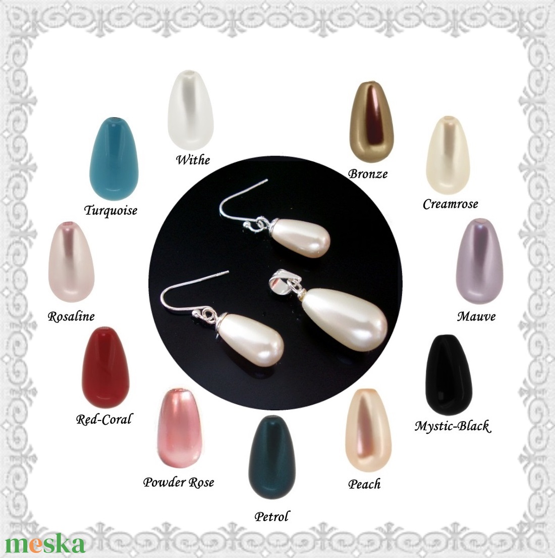 Swarovski félig fúrt csepp 925-ös sterling ezüst SSZE-SW02-2 11-15mm-es több színben - ékszer - ékszerszett - Meska.hu