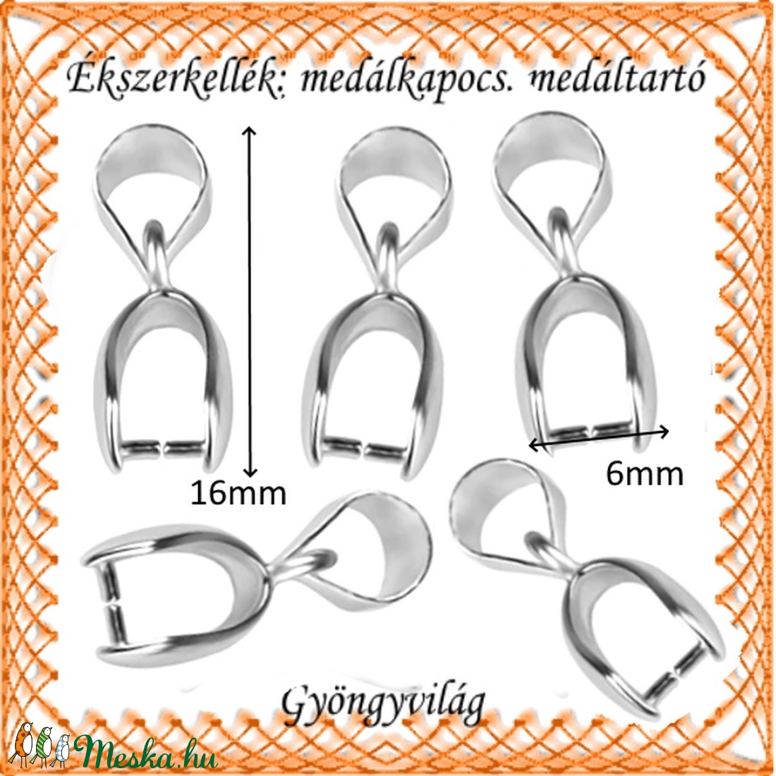 Ezüstözött medálkapocs 8db/cs BMK 05-16e - gyöngy, ékszerkellék - egyéb alkatrész - Meska.hu Ezüstözött medálkapocs 8db/cs BMK 05-16e - gyöngy, ékszerkellék - egyéb alkatrész - Meska.hu
