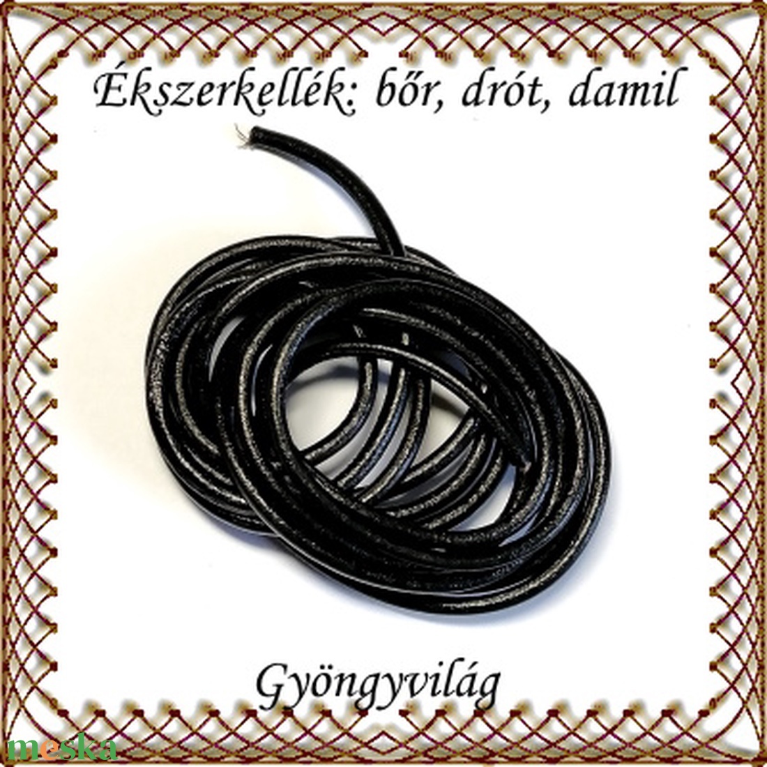 Ékszerkellék: fényezett valódi bőr szál FSZ03-2,5 fekete 2,5mm-es 1méter - gyöngy, ékszerkellék - egyéb alkatrész - Meska.hu Ékszerkellék: fényezett valódi bőr szál FSZ03-2,5 fekete 2,5mm-es 1méter - gyöngy, ékszerkellék - egyéb alkatrész - Meska.hu