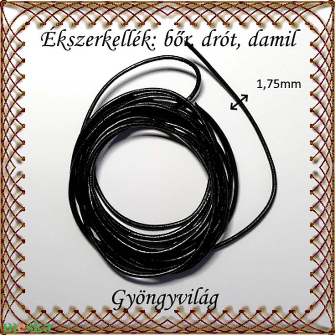 Ékszerkellék: fényezett valódi bőr szál FSZ03-1,75 fekete 1,75mm-es - gyöngy, ékszerkellék - egyéb alkatrész - Meska.hu Ékszerkellék: fényezett valódi bőr szál FSZ03-1,75 fekete 1,75mm-es - gyöngy, ékszerkellék - egyéb alkatrész - Meska.hu