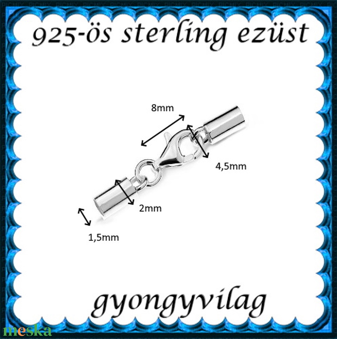 925-ös sterling ezüst ékszerkellék: láncvég + kapocs ELK K+V 04-1,5 1,5mm-es - gyöngy, ékszerkellék - egyéb alkatrész - Meska.hu 925-ös sterling ezüst ékszerkellék: láncvég + kapocs ELK K+V 04-1,5 1,5mm-es - gyöngy, ékszerkellék - egyéb alkatrész - Meska.hu