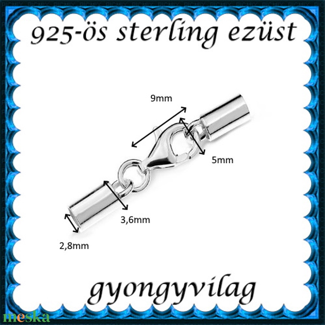 925-ös sterling ezüst ékszerkellék: láncvég + kapocs ELK K+V 04-2,8 2,8mm-es - gyöngy, ékszerkellék - egyéb alkatrész - Meska.hu