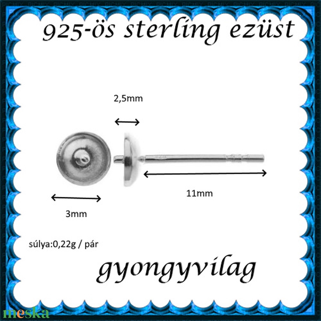 925-ös sterling ezüst ékszerkellék: fülbevaló kapocs, bedugós EFK B 12-3 - kellékek & szerszámok - ékszerkellék - fülbevaló kapocs - Meska.hu 925-ös sterling ezüst ékszerkellék: fülbevaló kapocs, bedugós EFK B 12-3 - kellékek & szerszámok - ékszerkellék - fülbevaló kapocs - Meska.hu