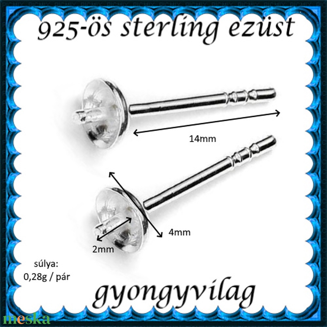 925-ös ezüst fülbevaló kapocs EFK B 12-4 - kellékek & szerszámok - ékszerkellék - fülbevaló kapocs - Meska.hu