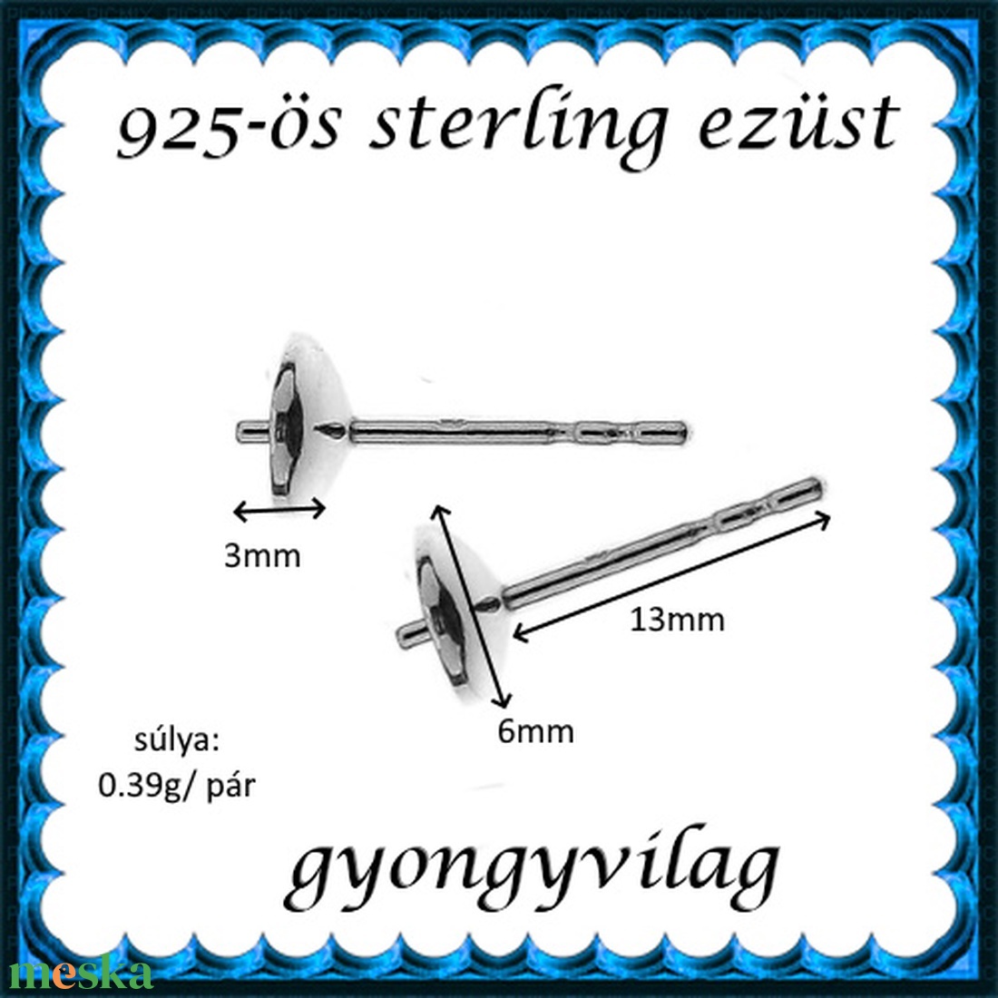 925-ös sterling ezüst ékszerkellék: fülbevaló kapocs, bedugós EFK B 12-6 - kellékek & szerszámok - ékszerkellék - fülbevaló kapocs - Meska.hu 925-ös sterling ezüst ékszerkellék: fülbevaló kapocs, bedugós EFK B 12-6 - kellékek & szerszámok - ékszerkellék - fülbevaló kapocs - Meska.hu