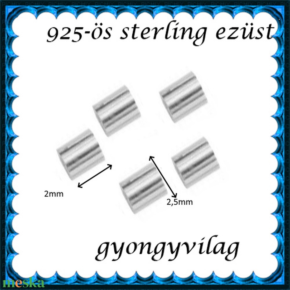 925-ös sterling ezüst ékszerkellék: köztes/gyöngy/díszitőelem EKÖ 19-2x2,5 - gyöngy, ékszerkellék - egyéb alkatrész - Meska.hu