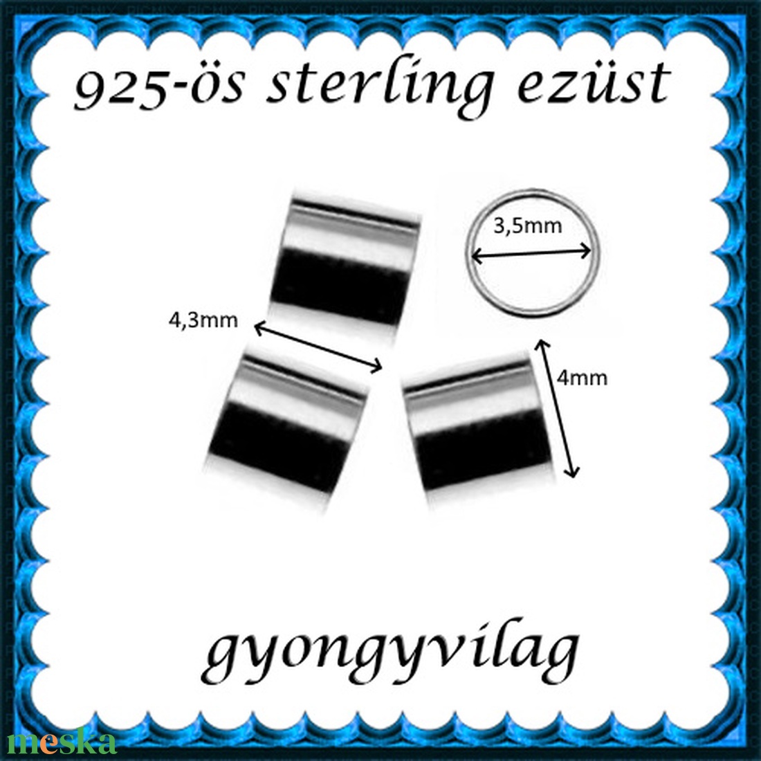 925-ös sterling ezüst ékszerkellék: köztes/gyöngy/díszitőelem EKÖ 19-4,3x4 2db/csomag - gyöngy, ékszerkellék - egyéb alkatrész - Meska.hu