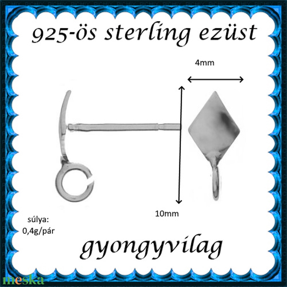 925-ös sterling ezüst ékszerkellék: fülbevaló kapocs, bedugós EFK B 52 - kellékek & szerszámok - ékszerkellék - fülbevaló kapocs - Meska.hu 925-ös sterling ezüst ékszerkellék: fülbevaló kapocs, bedugós EFK B 52 - kellékek & szerszámok - ékszerkellék - fülbevaló kapocs - Meska.hu