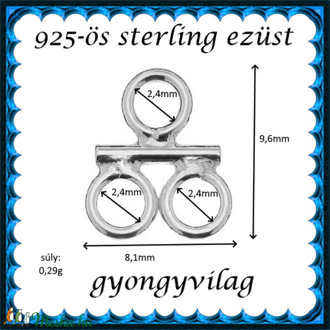 925-ös sterling ezüst ékszerkellék: kandeláber/ továbbépíthető EKA 62 - kellékek & szerszámok - gyöngyfűzés kellékek - egyéb alkatrész - Meska.hu
